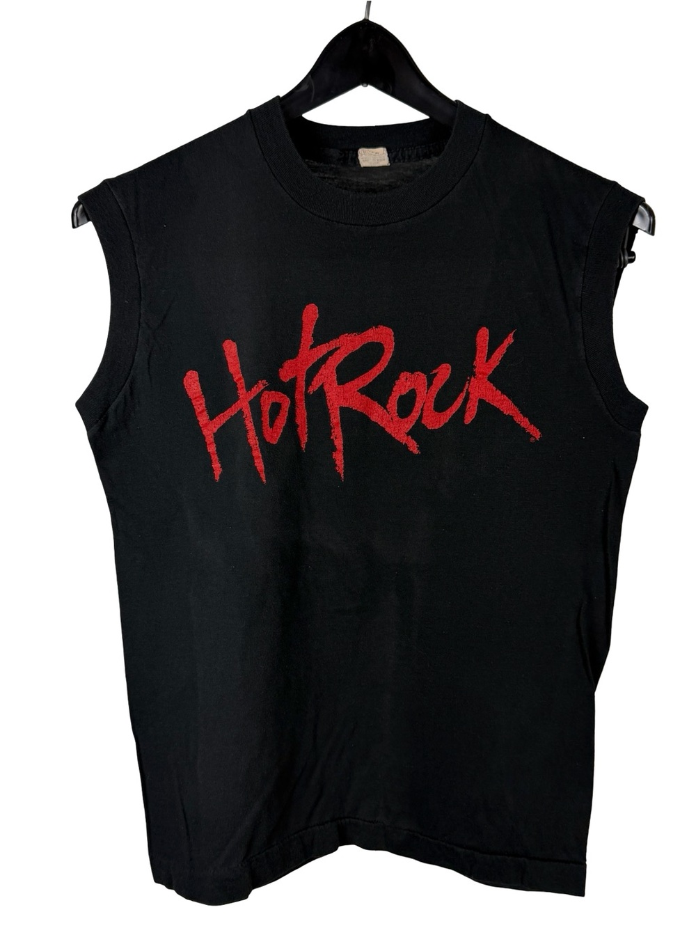Vintage 1980s Hot Rock Music Store Grunge Punk Cutoff Black Shirt Size M